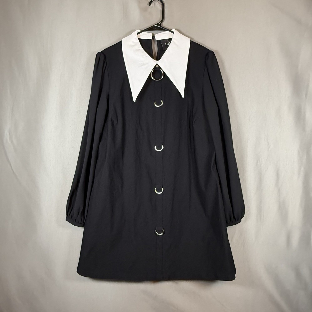 Killstar Scyla Mini Dress Goth Witch Wednesday Addams Collar D-rings Women's XL